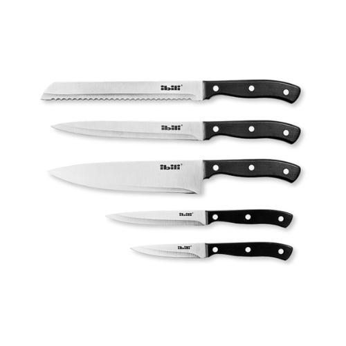 Conjunto de 5 Facas c/ Suporte em Bambu