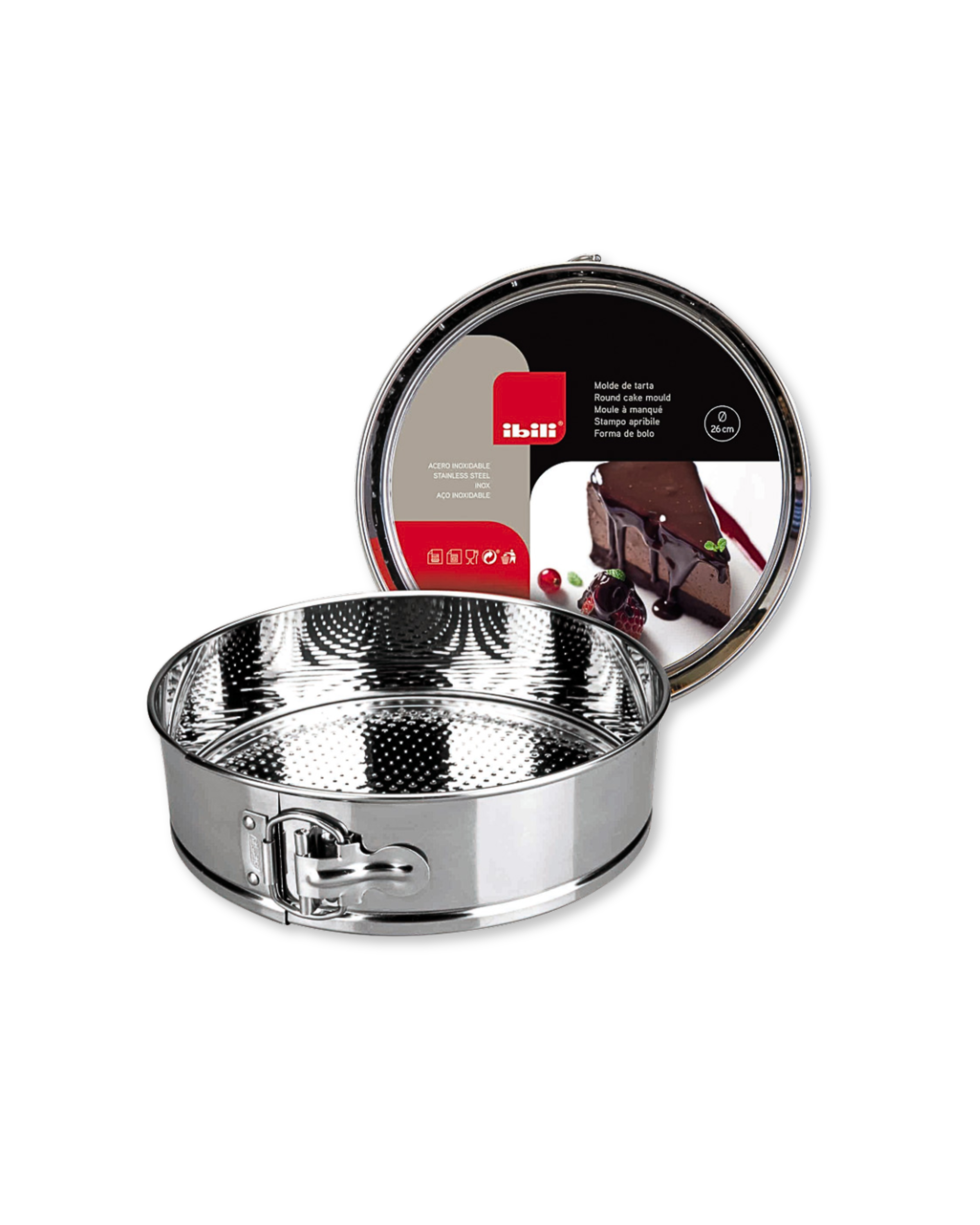 Forma Redonda Desmontável em Aço Inoxidável (28 CM)